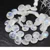 Natural Rainbow Moonstone Faceted Heart Drop Beads Strand Length 8 Inches and Size 8.5mm to 10mm approx.